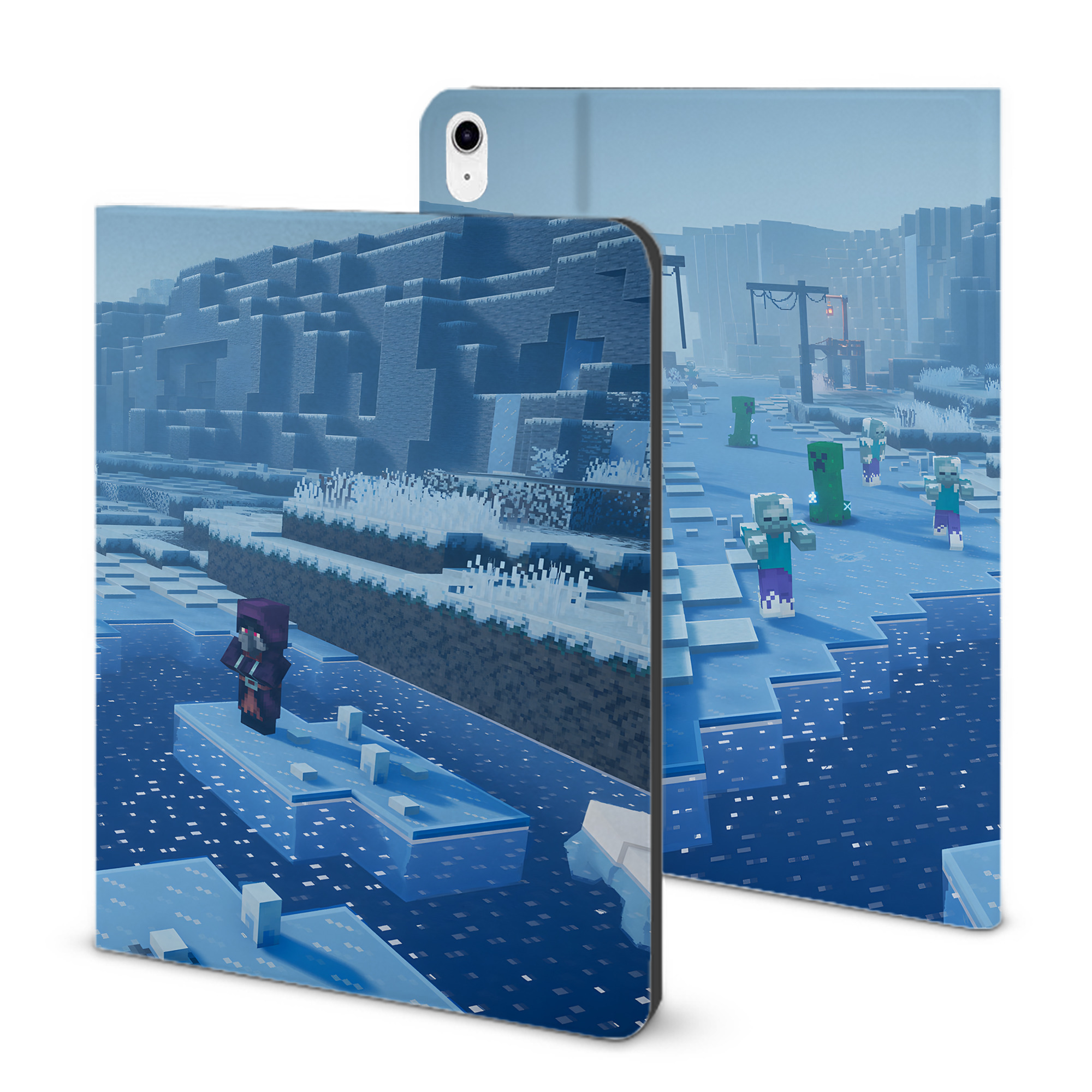 （画像用） マインクラフト ブロックの世界 Minecraft MC Block world IPad ケース ブック型 PUレザー TPU 耐衝撃 軽量 薄型 ペン収納なし 全面保護 IPad 各モデル対応